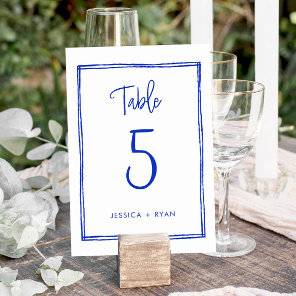 Handwritten French Blue Wedding Table Number