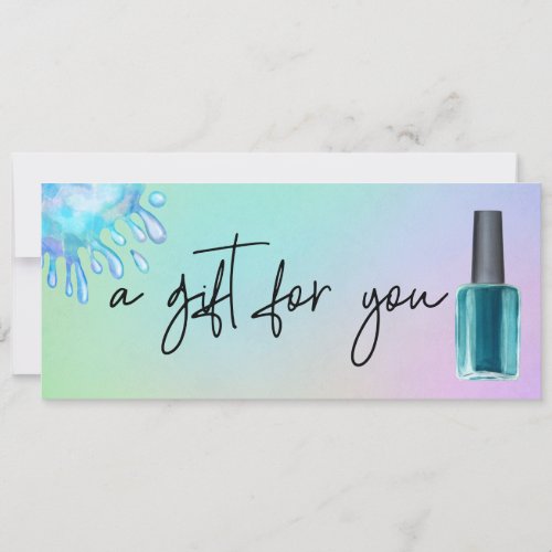 Handwritten Gift Certificate Watercolor Nail Salon Invitation