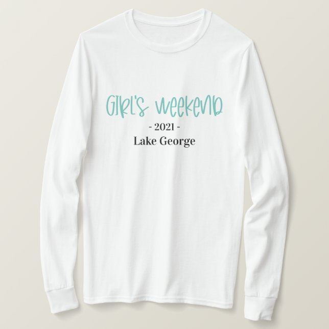 Handwritten Girl's Weekend Location and Year T-Shirt (Design Front)