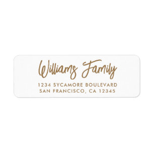 Handwritten Gold Family Return Address Label