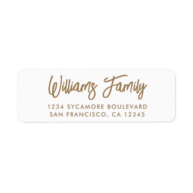 Handwritten Gold Family Return Address Label (Front)