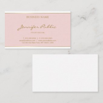 Handwritten Gold Look Text Blush Pink Template Business Card | Zazzle