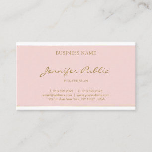Handwritten Gold Look Text Blush Pink Template Business Card