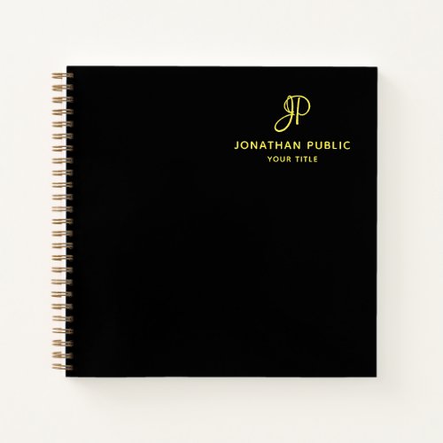 Handwritten Gold Monogram Initial Template Elegant Notebook