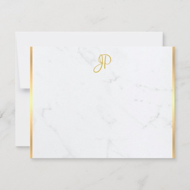 Handwritten Gold Monogram Marble Trendy Template (Front)