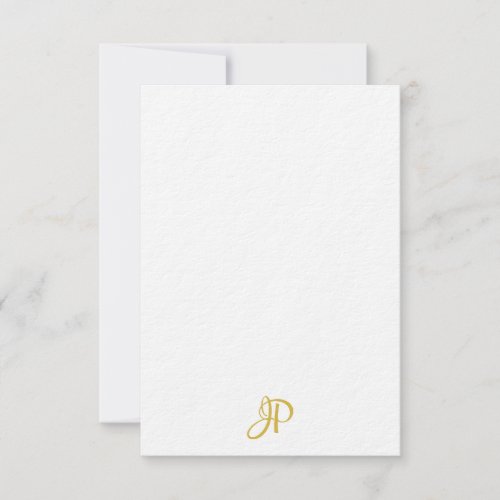 Handwritten Gold Monogram Personalized Classic Note Card