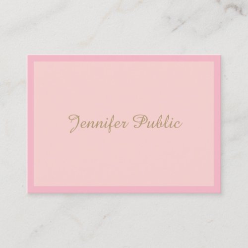 Handwritten Gold Script Template Modern Pink Top Business Card