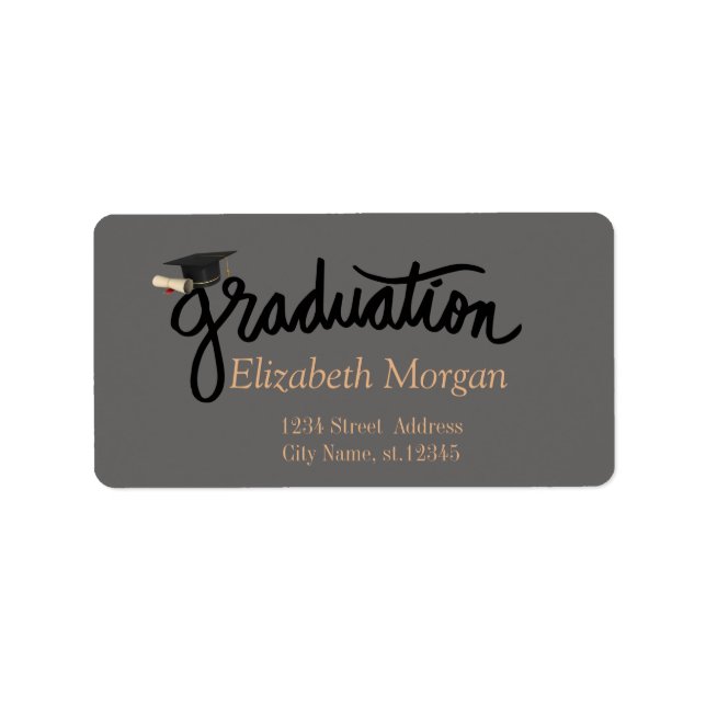  Handwritten Graduate Cap Diploma Label (Front)