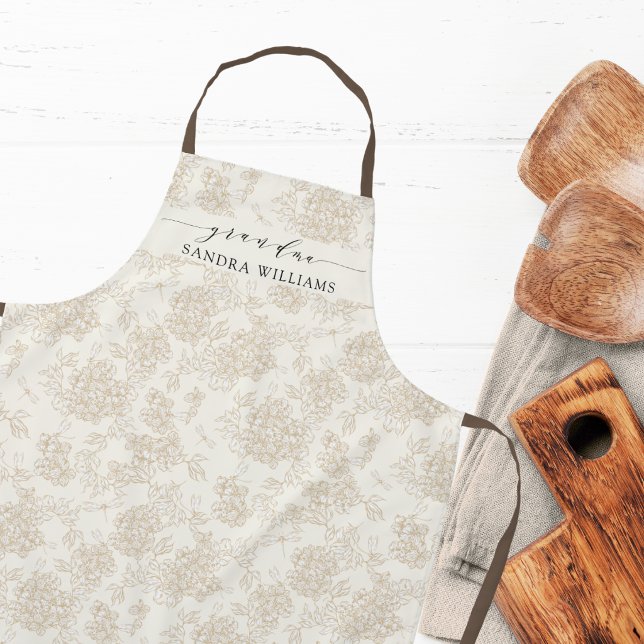 Handwritten grandma stylish floral pattern apron (Creator Uploaded)