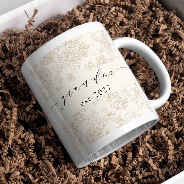 Handwritten grandma stylish floral pattern  coffee mug (Creator Uploaded)