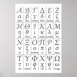 Handwritten Greek Alphabet Letters   Calligraphy Poster