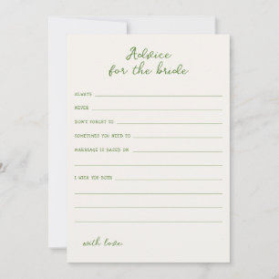 Handwritten Green Advice for the bride Card