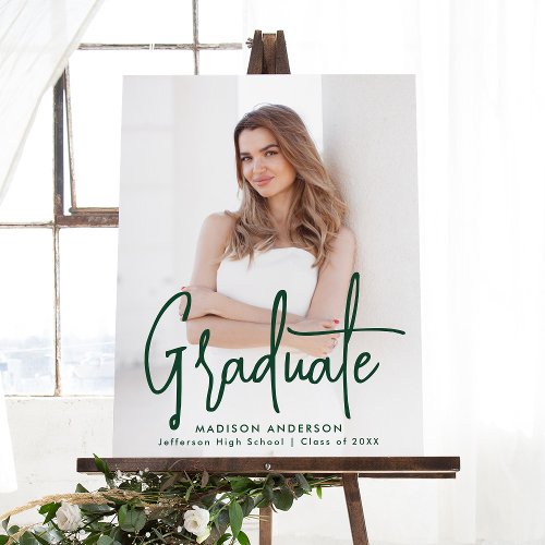 Handwritten Green Script Photo Graduation Sign