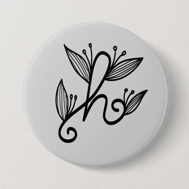 handwritten h pinback button (Front)