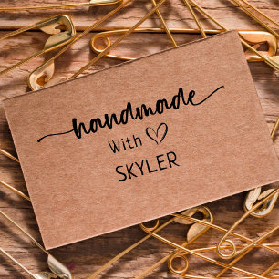 Handwritten Handmade with Love Modern  Rubber Stamp