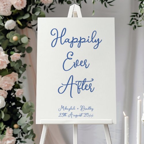 Handwritten Happily Ever After French Blue Wedding Foam Board