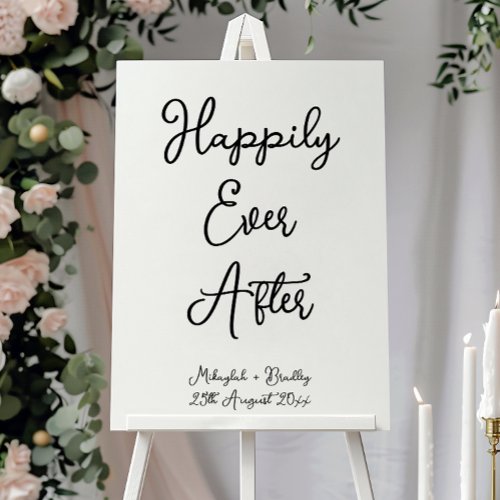 Handwritten Happily Ever After Monochrome Wedding Foam Board