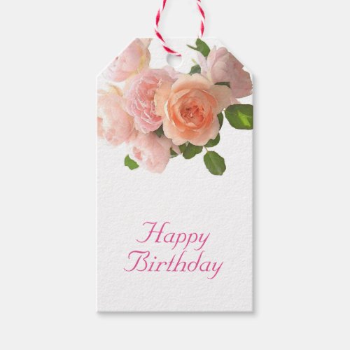 Handwritten Happy Birthday Text Floral Template Gift Tags