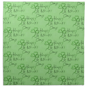 Handwritten Happy St Patrick's Day Shamrock Clover Napkin