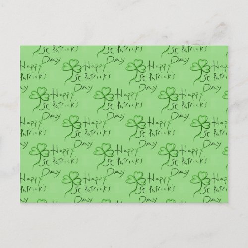 Handwritten Happy St Patricks Day Shamrock Clover Postcard