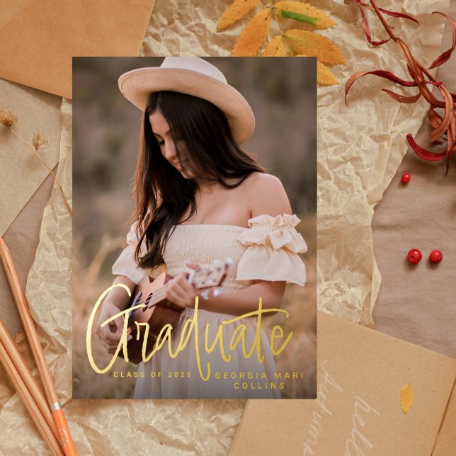 Handwritten Headline Graduation Invitation Foil Invitation (Creator Uploaded)