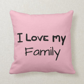 Handwritten I love my family -Pink Design Throw Pillow