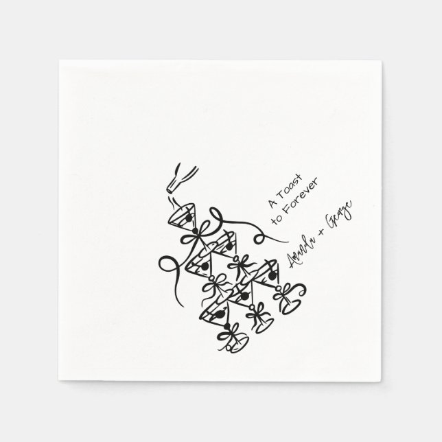 Handwritten Illustrated Champagne Tower  Napkins (Front)