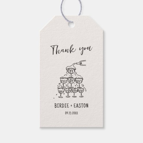 Handwritten Illustrated Champagne Tower Wedding Gift Tags