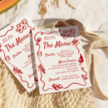 Handwritten Illustrated Wavy Border Whimsical Menu<br><div class="desc">Handwritten Illustrated Wavy Border Whimsical Menu
This event menu features handwritten font and hand drawn graphics with a waxy border. Perfect for any bridal shower,  wedding,  birthday party or rehearsal dinner! Color of text and graphics is editable.</div>
