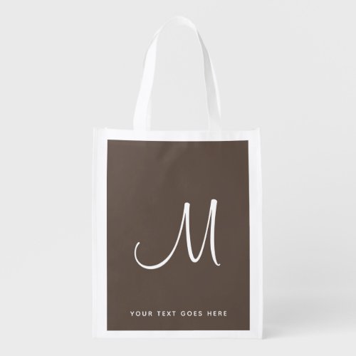 Handwritten Initial Letter Elegant Modern Monogram Grocery Bag