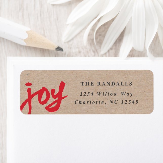 Handwritten Joy Christmas Holiday Return Address Label (Insitu)