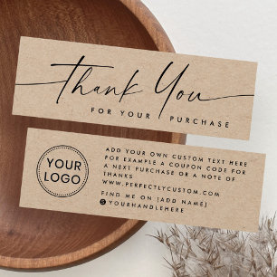 Handwritten Kraft paper logo thank you insert card