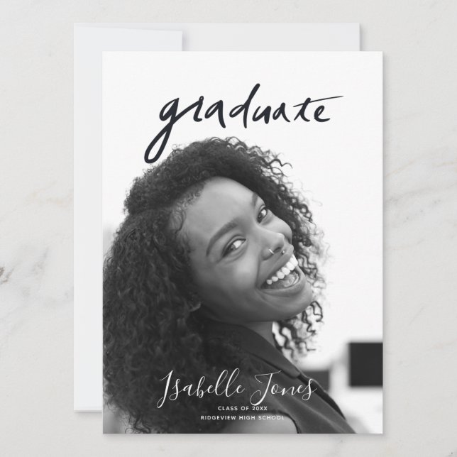 Handwritten Letterings Minimalist Photo Graduation (Front)