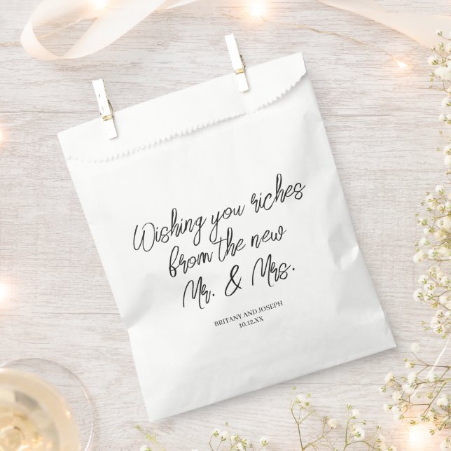 Handwritten Lottery Ticket Wedding  Favor Bag (Clipped)