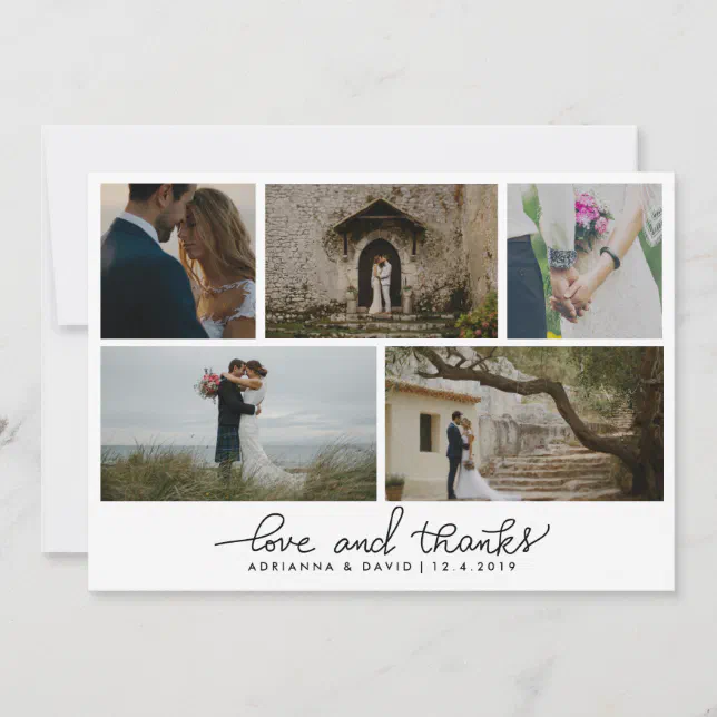 Handwritten Love And Thanks Couple Photo Wedding Thank You Card | Zazzle