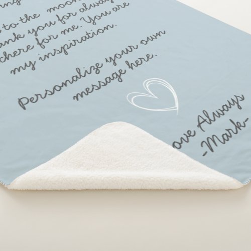 handwritten love letter or message custom   sherpa blanket