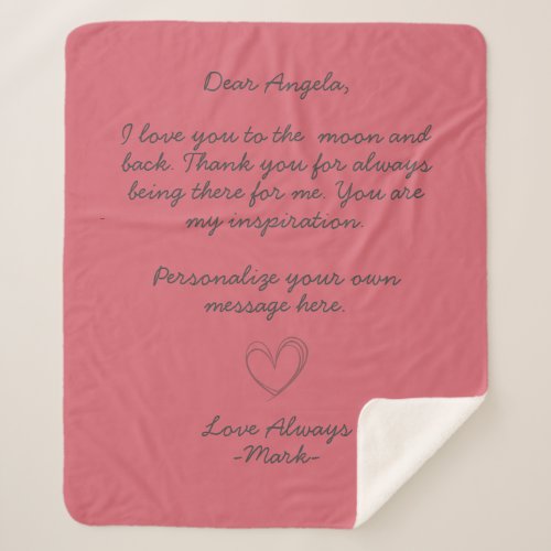 handwritten love letter or message custom sherpa blanket