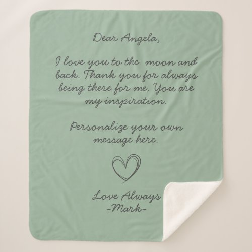  Handwritten Love Letter or Message  Sherpa Blanket