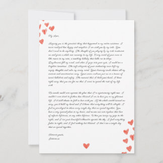 Handwritten Love Letter with Hearts Valentine Holiday Card