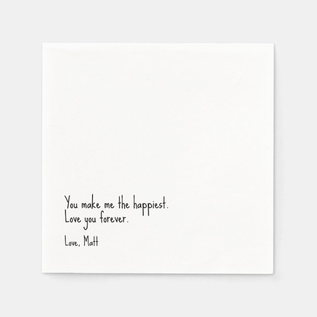 Handwritten Love Note | Personal Touch Wedding  Napkins (Front)