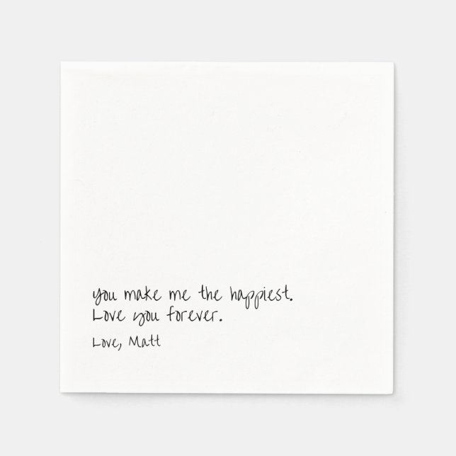 Handwritten Love Note | Personal Touch Wedding  Napkins (Front)