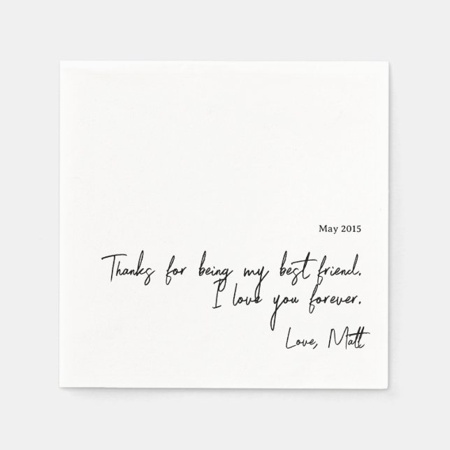 Handwritten Love Note | Personal Touch Wedding  Napkins (Front)