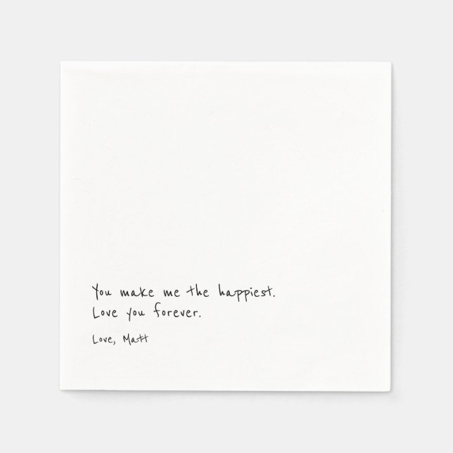 Handwritten Love Note | Personal Touch Wedding  Napkins (Front)