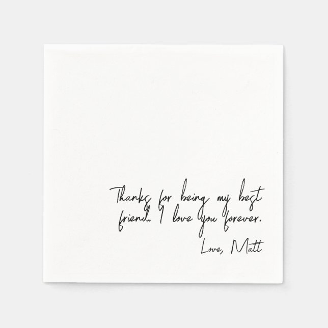 Handwritten Love Note | Personal Touch Wedding  Napkins (Front)