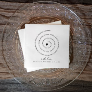 Handwritten Love Note Spiral Text Heart Wedding Napkins