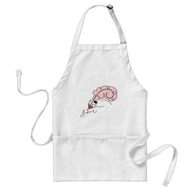 Handwritten Love Pink Quill Feather Pen Adult Apron (Front)
