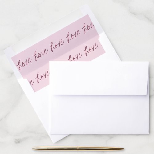 Handwritten love typography script pattern modern envelope liner