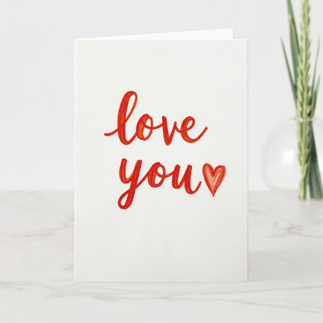 Handwritten Love You Heart Card (Front)