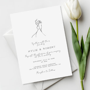 Handwritten Lovely Couple Drawn Minimalist Wedding Invitation