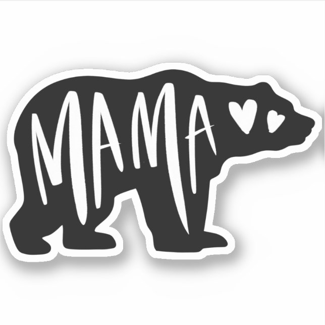 Handwritten Mama & Bear Silhouette Sticker (Front)